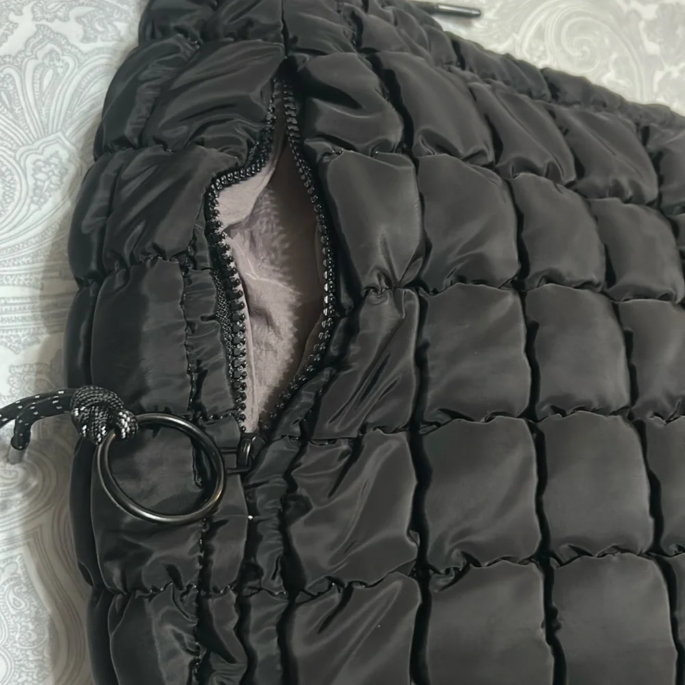 Urban Outfitters Quilted Tote Bag Puffer Hobo Purse Crossbody Black NWT